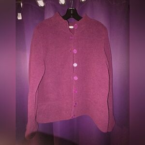 Kim Rogers Plum Button-Front Women's Cardigan